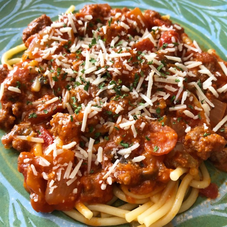 Loaded Crock Pot Spaghetti - Katie Drane Blog