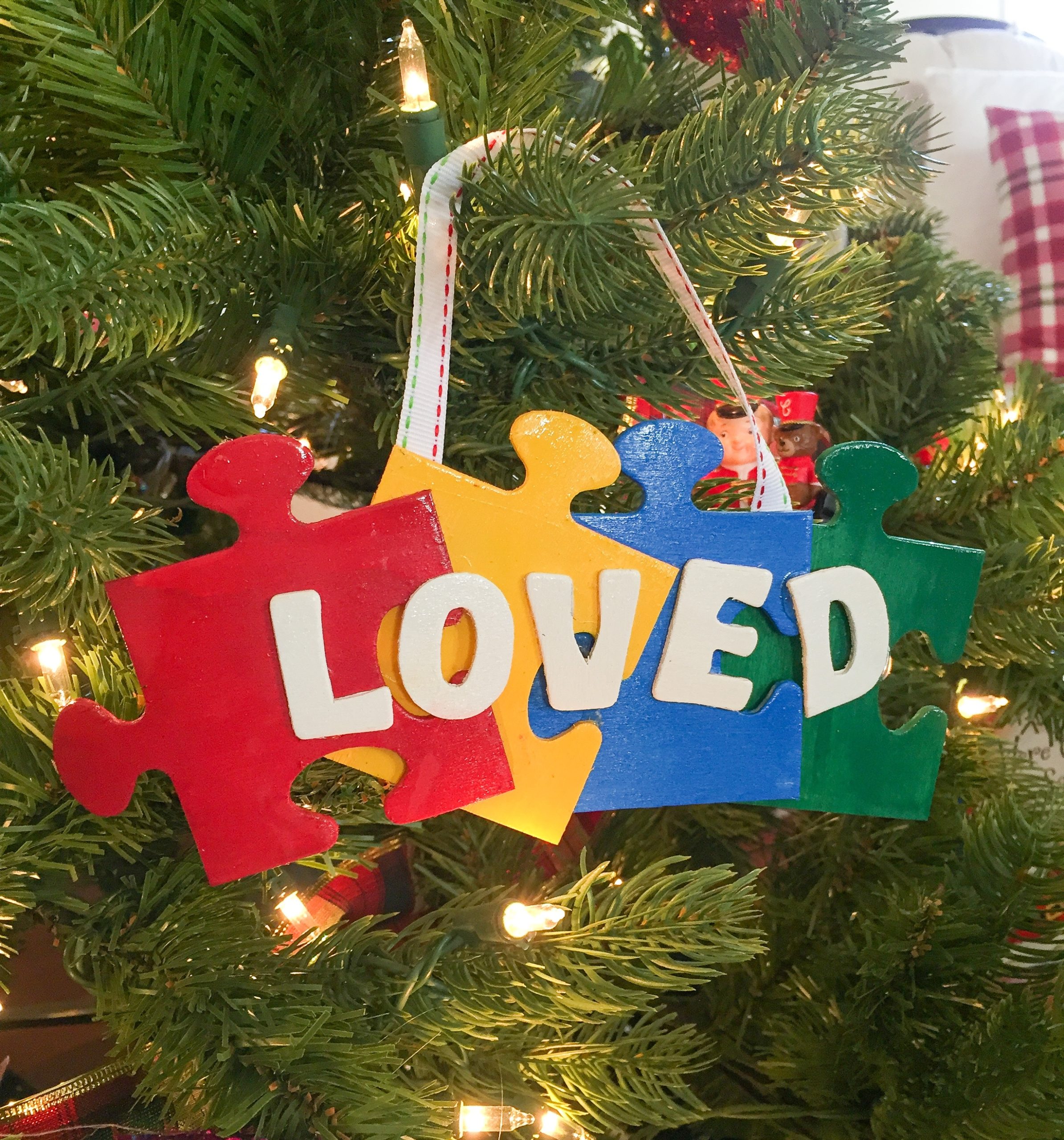 Autism Awareness Puzzle Heart Ornament For Personalization