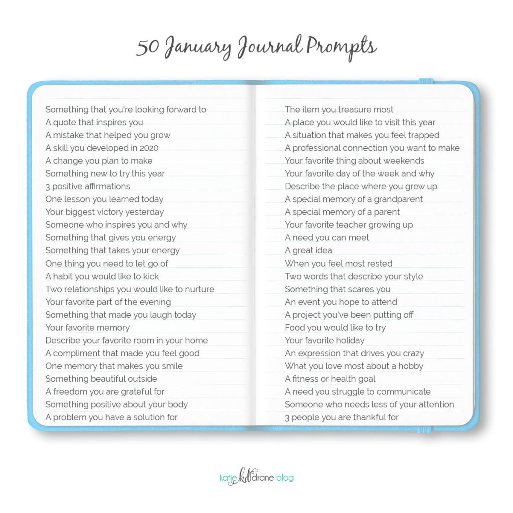 50 Journal Prompts for January Katie Drane Blog